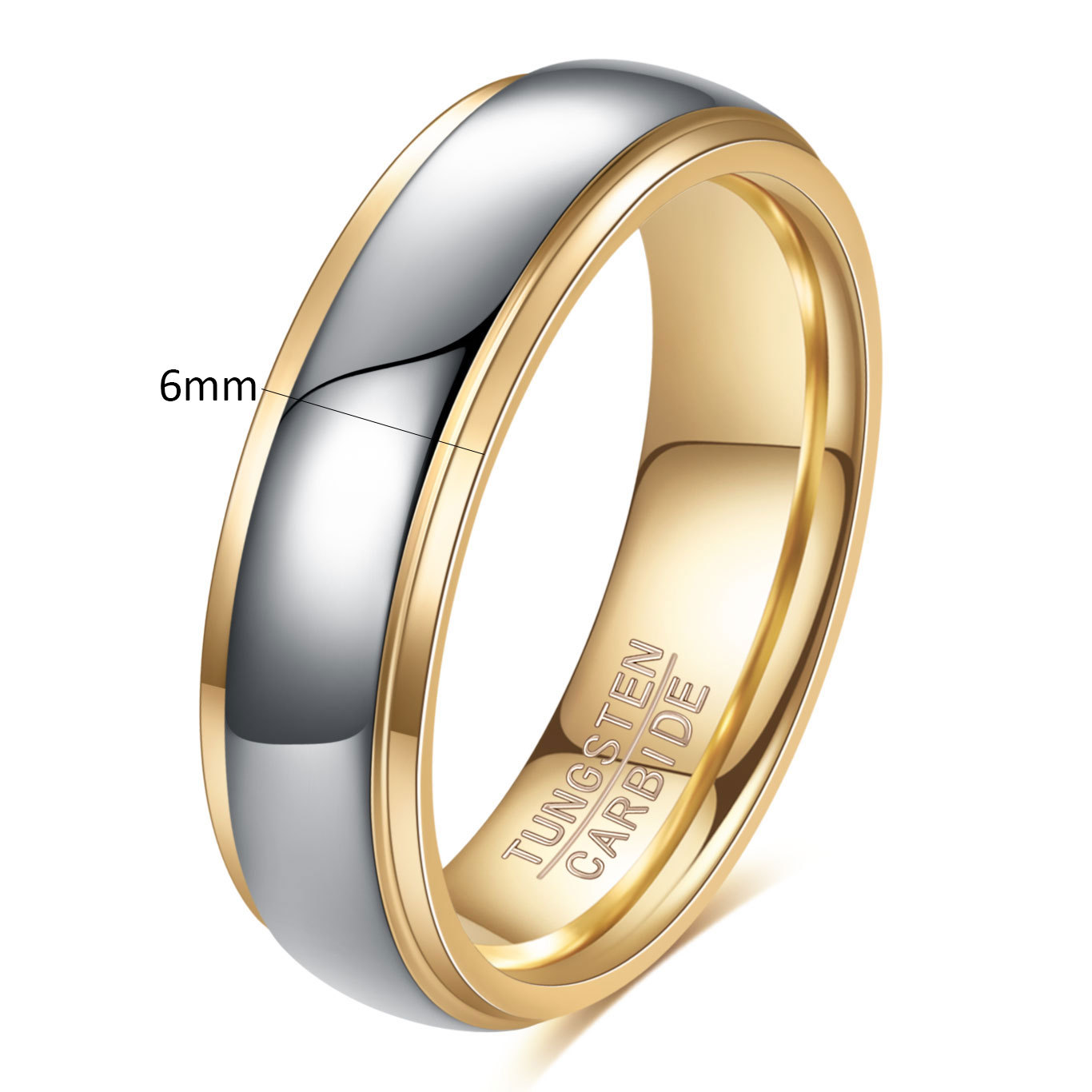 6mm tungsten steel with gold US Size #6