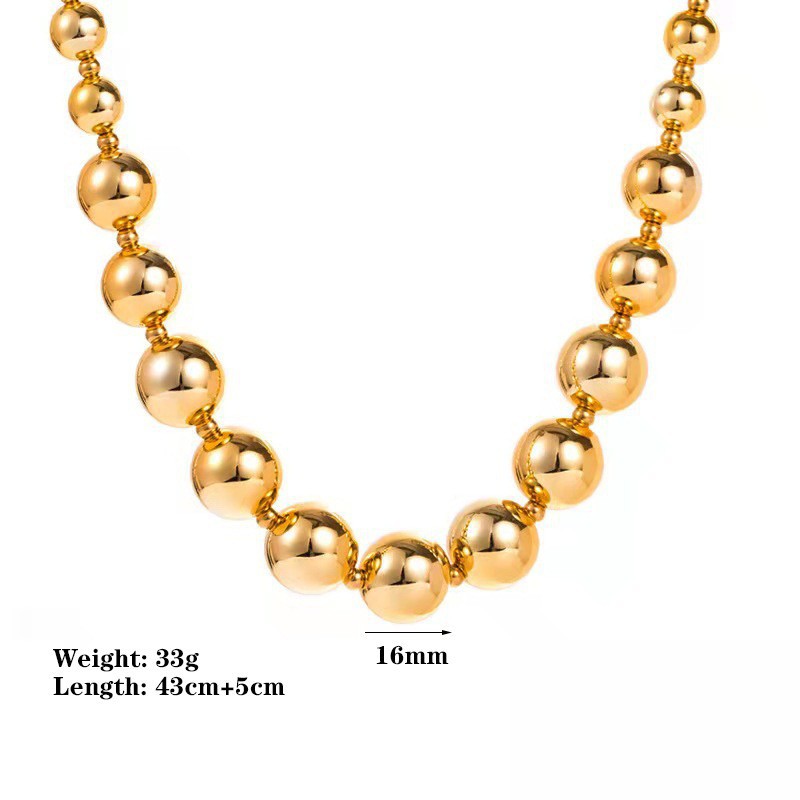 1:【TSH1067】big gold beads necklace gold