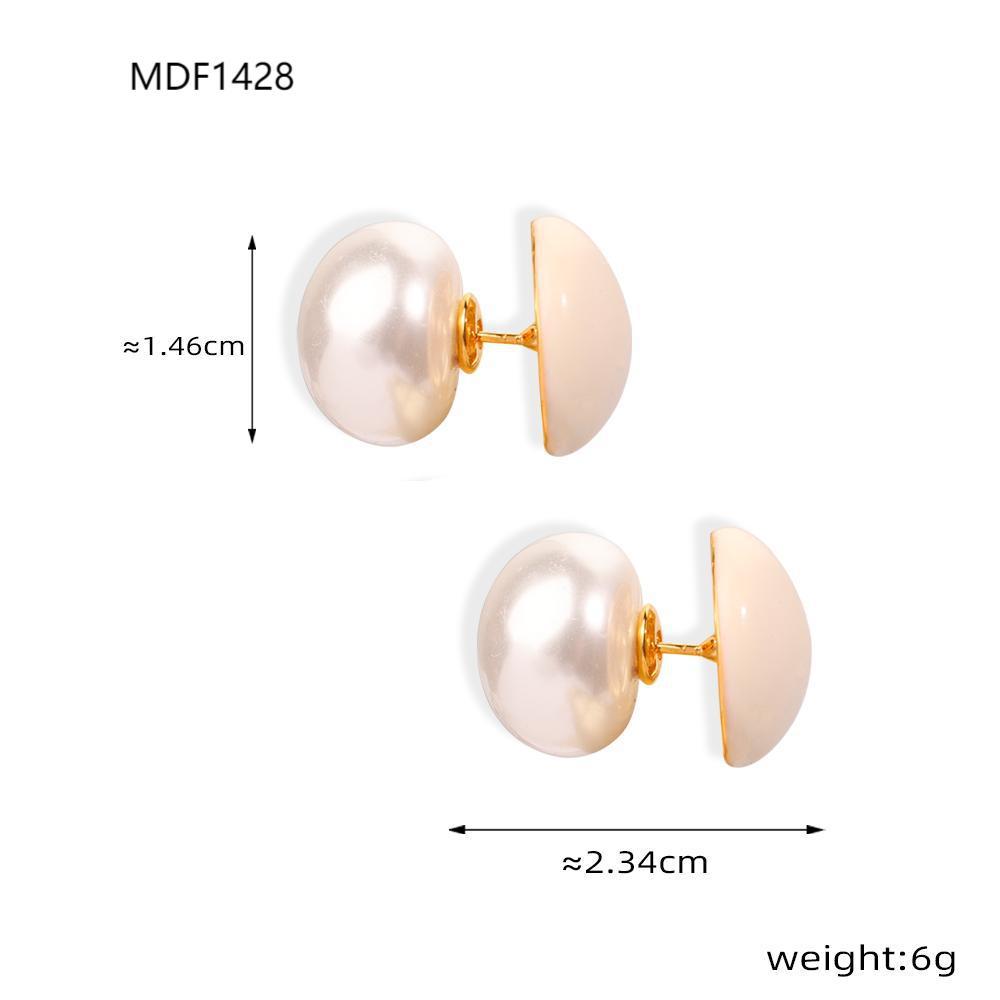 1:F1428-gold white glaze earrings
