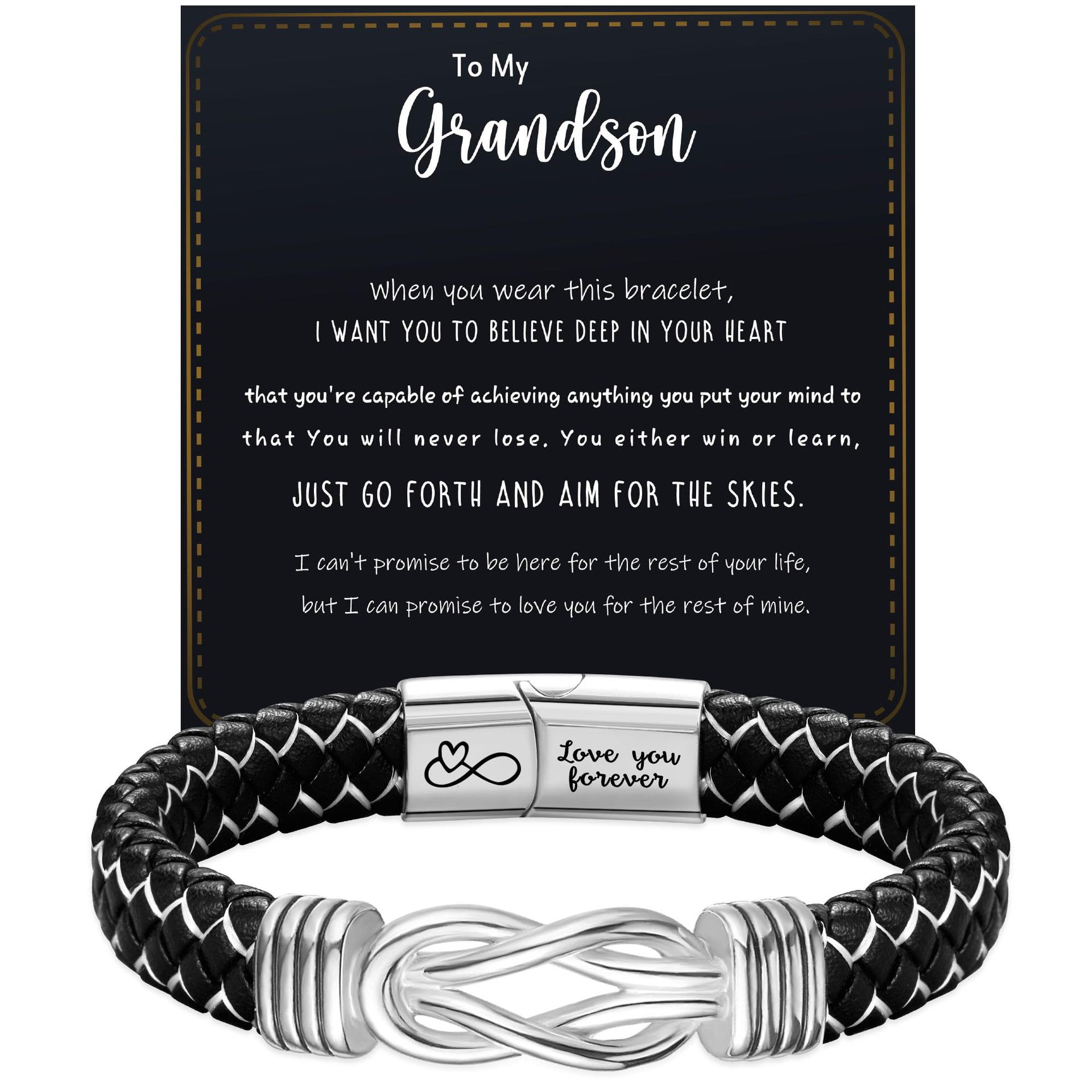 Black   white leather   To My godson card Stainles