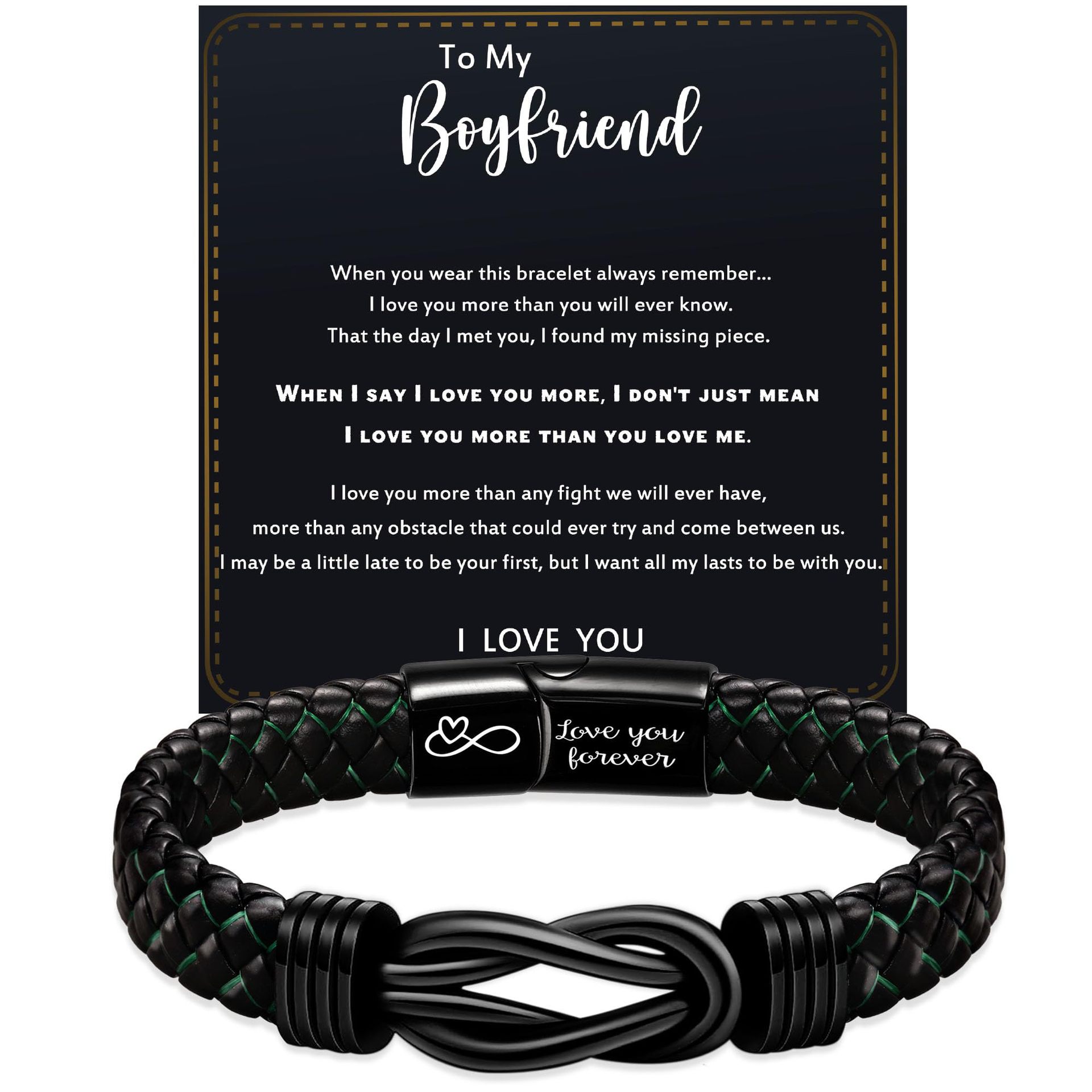 Black   green leather   To My boyfriend card Stain