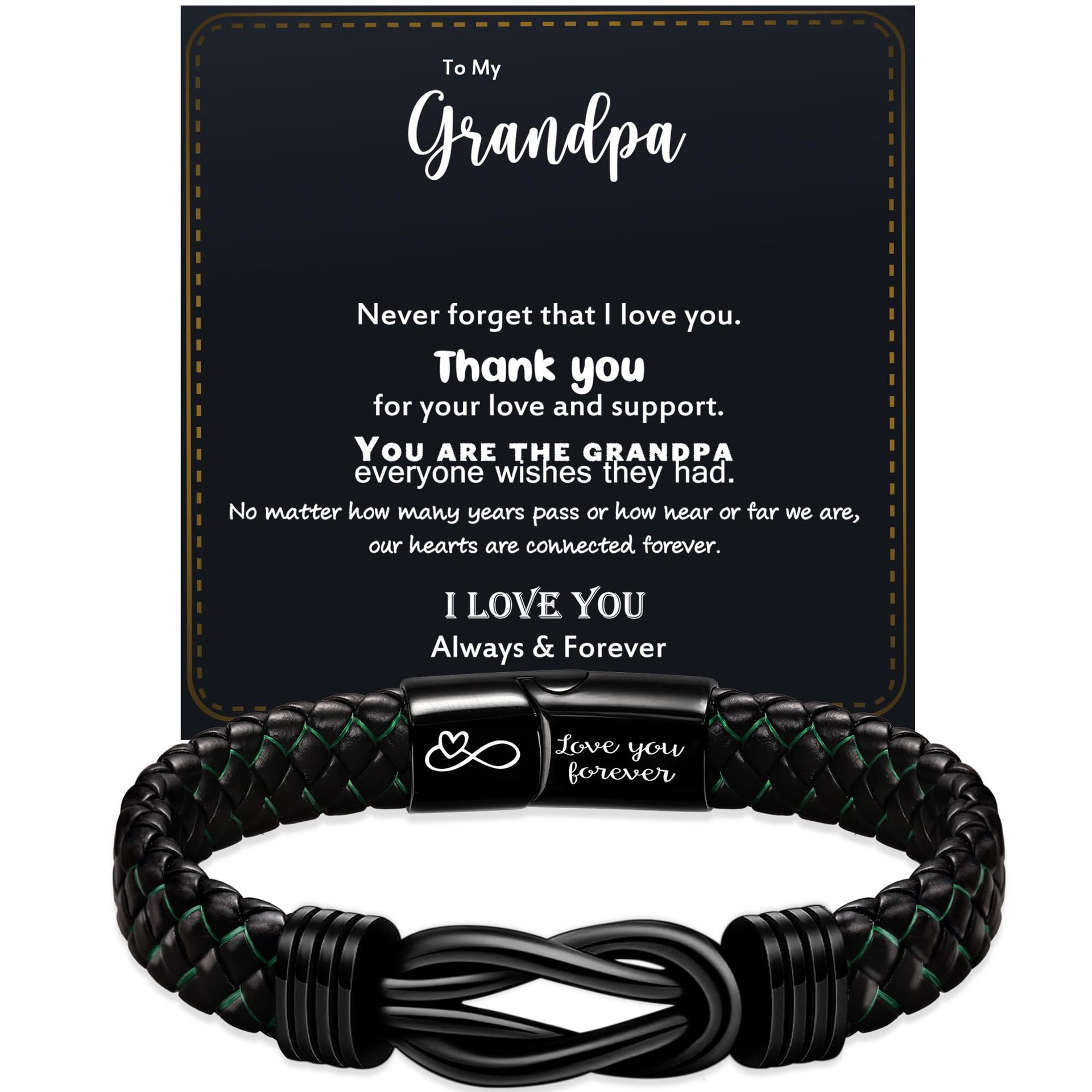 2:Black   green leather   To My Gradpa card