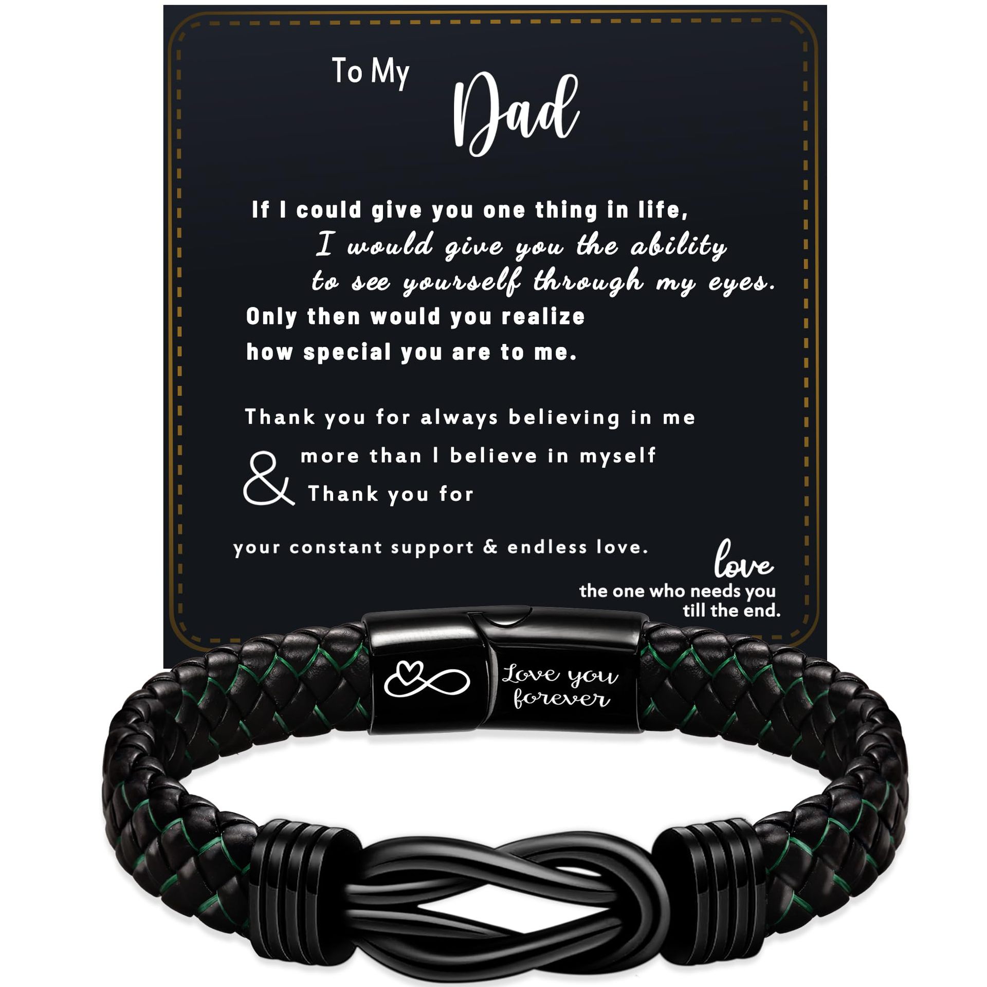 3:Black   green leather   To My Dad card