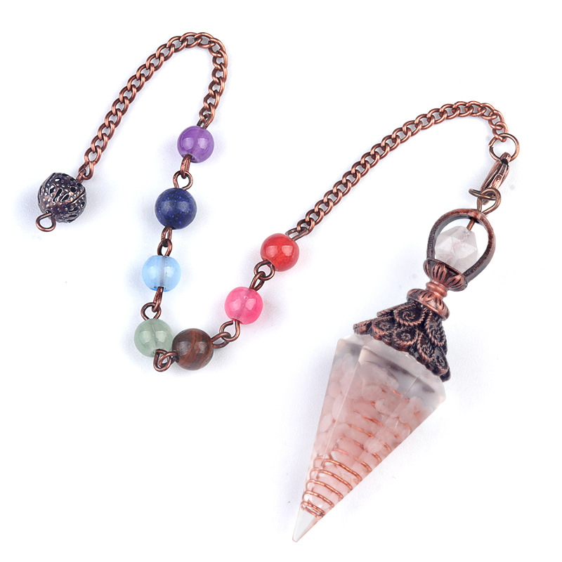 13:Rose quartz (bronze) + colorful chain