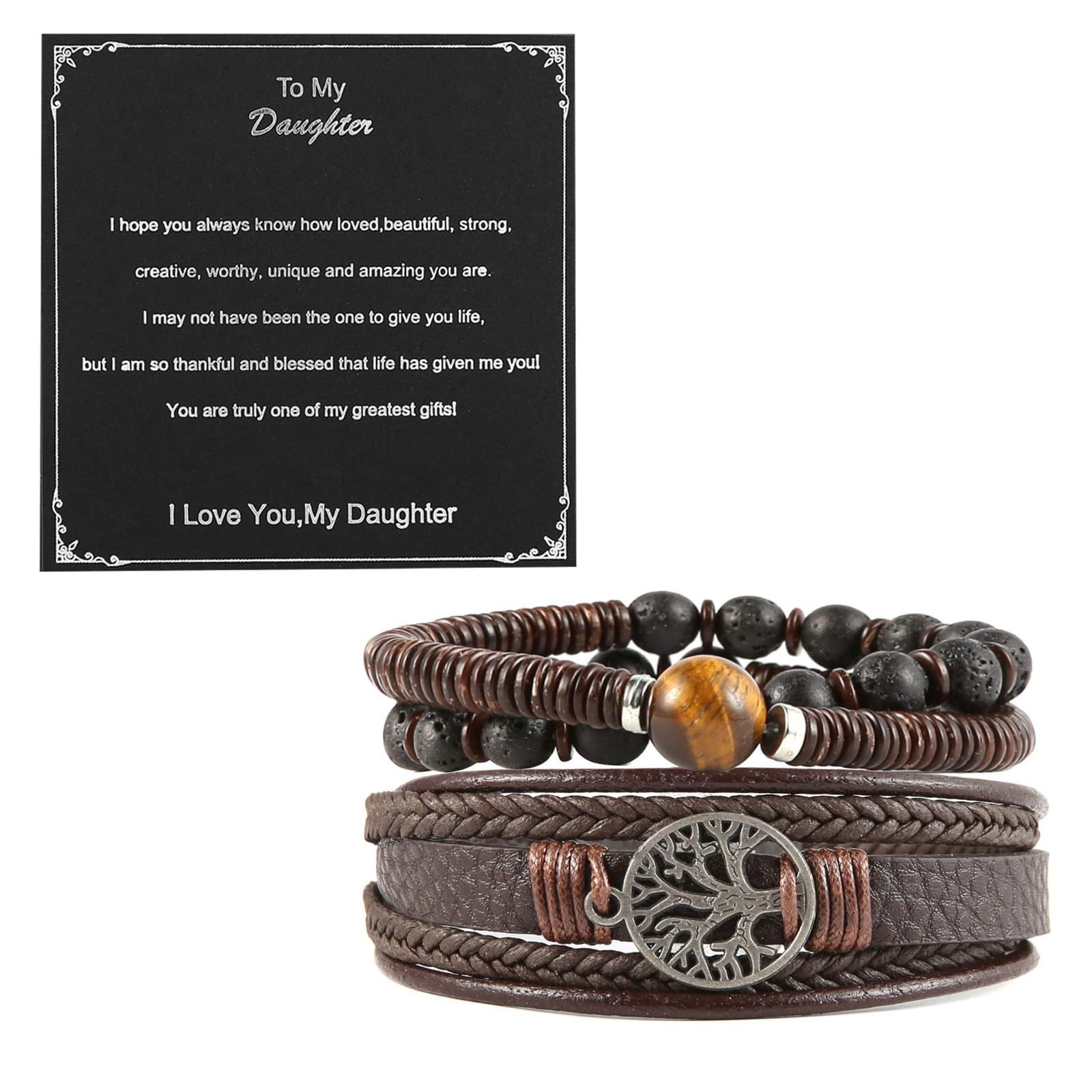 To my daughter   brown leather Stainless steel con