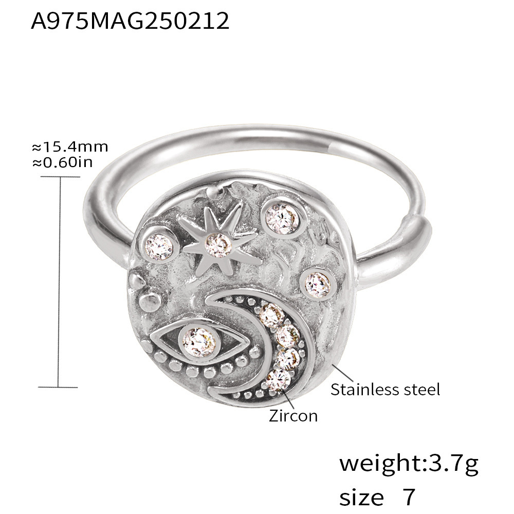 4:A975-steel color white zircon ring