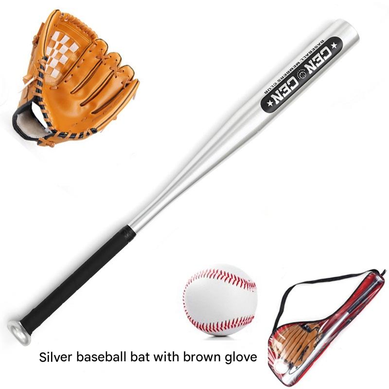Silver Baseball Bat with Brown