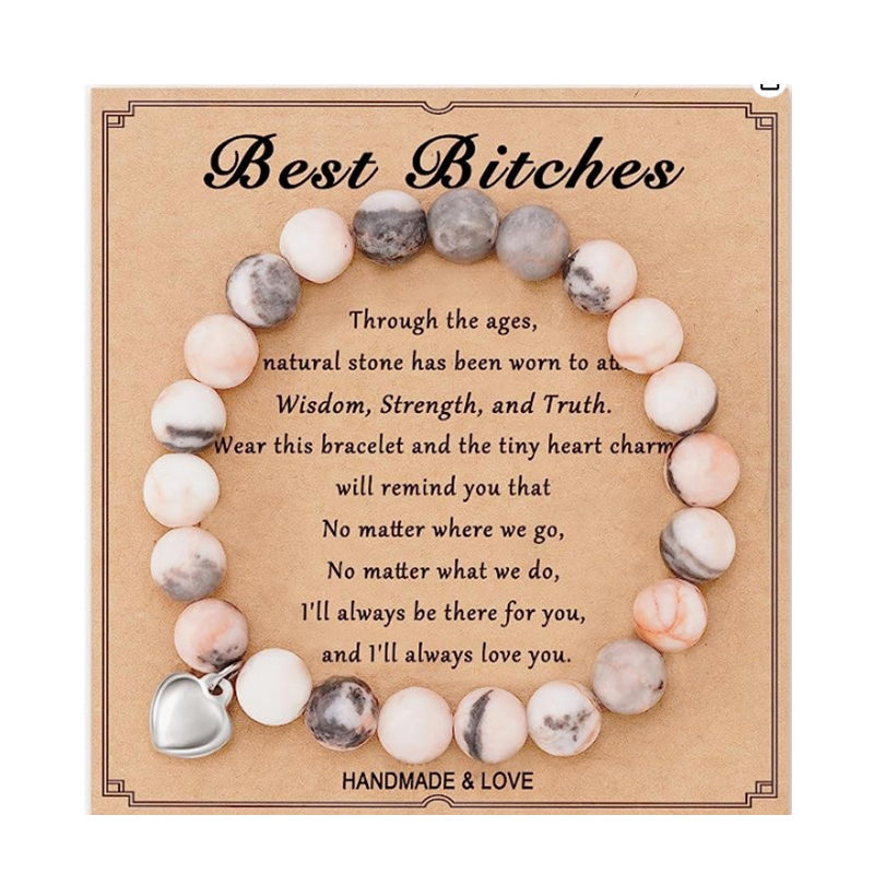 6:Pink Zebra Love Heart Pendant Best bitches Card