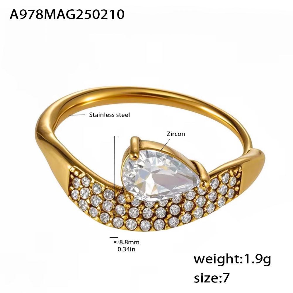 4:A978-gold white zircon ring