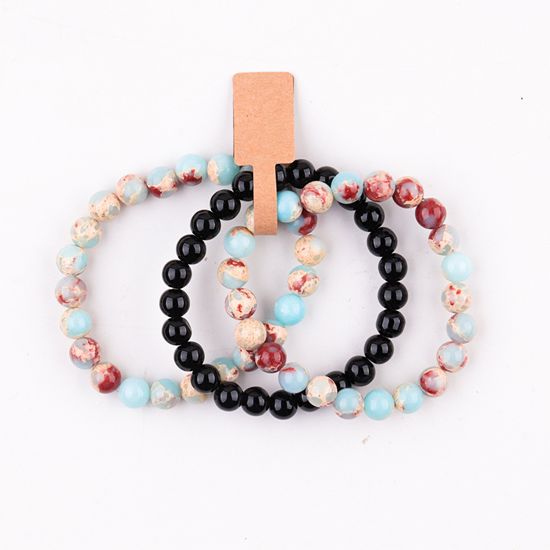 Shoushan stone   bright black agate bracelet suit