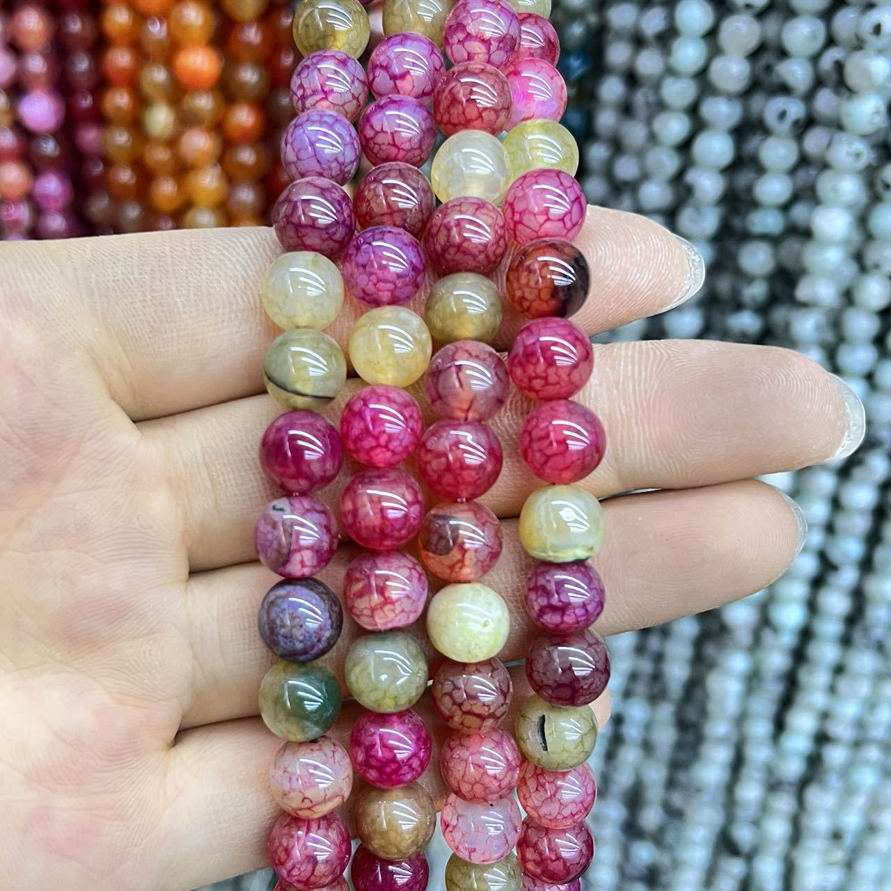 2:2 colorful dragon pattern agate