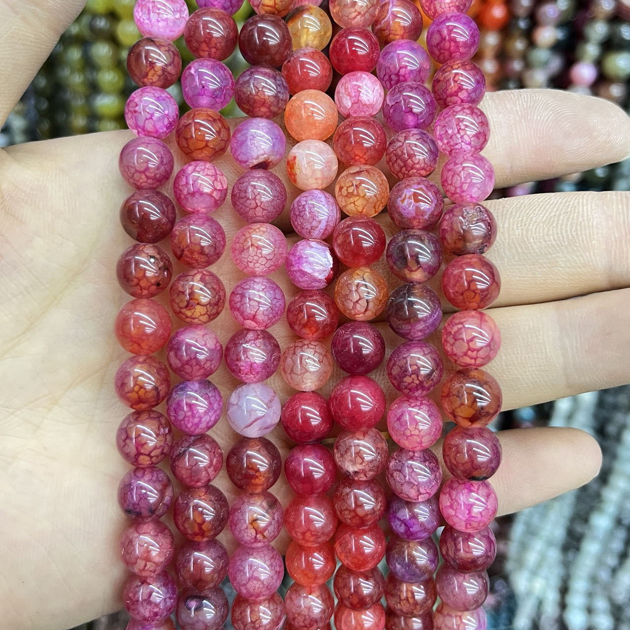 4:4 rose red dragon pattern agate