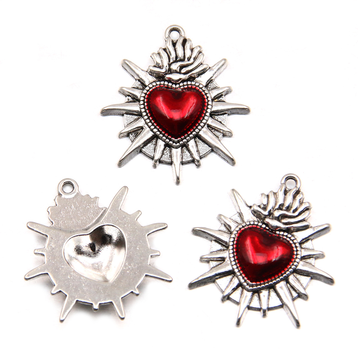 2:antique silver-red drop oil