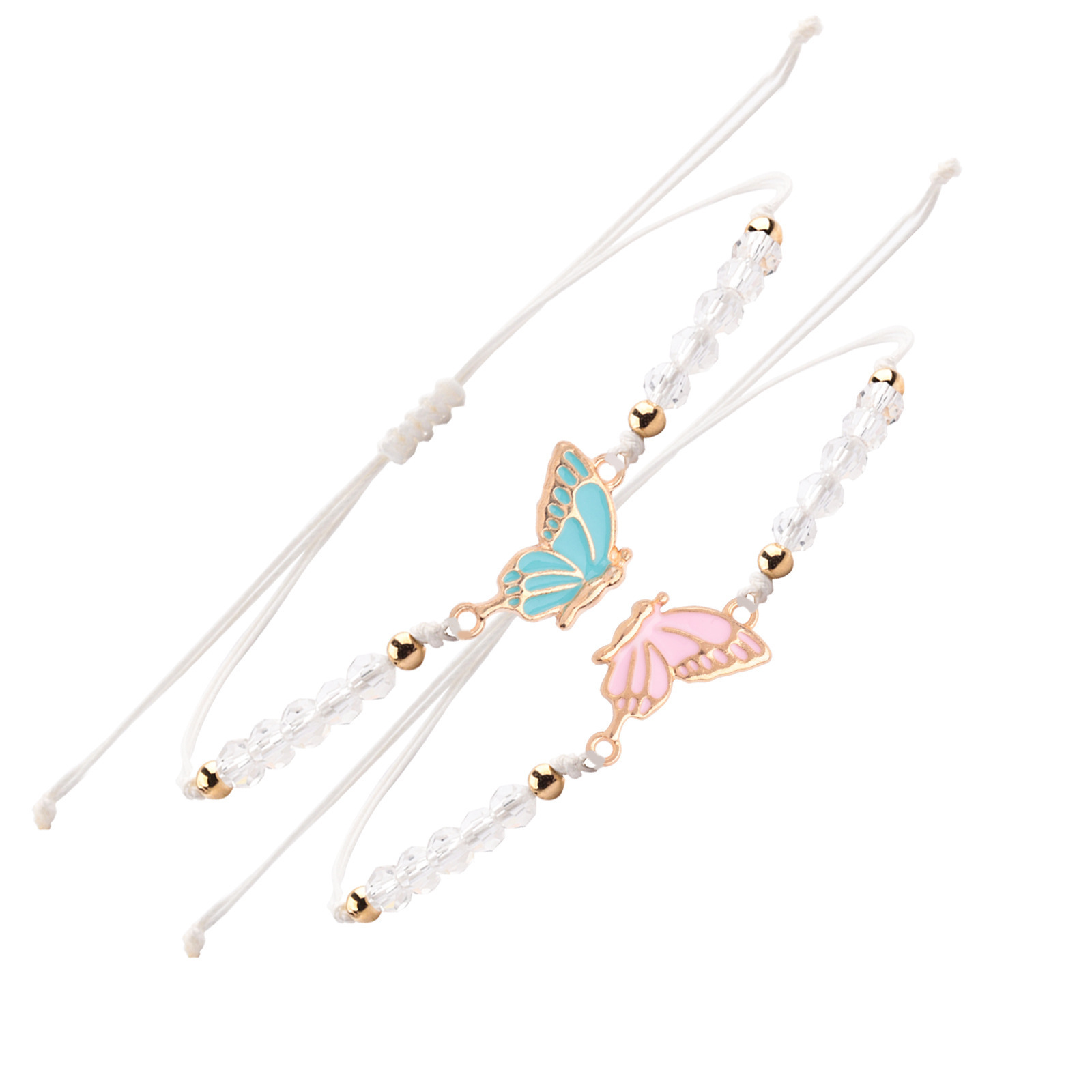 5:White corner beads   blue and pink butterfly set