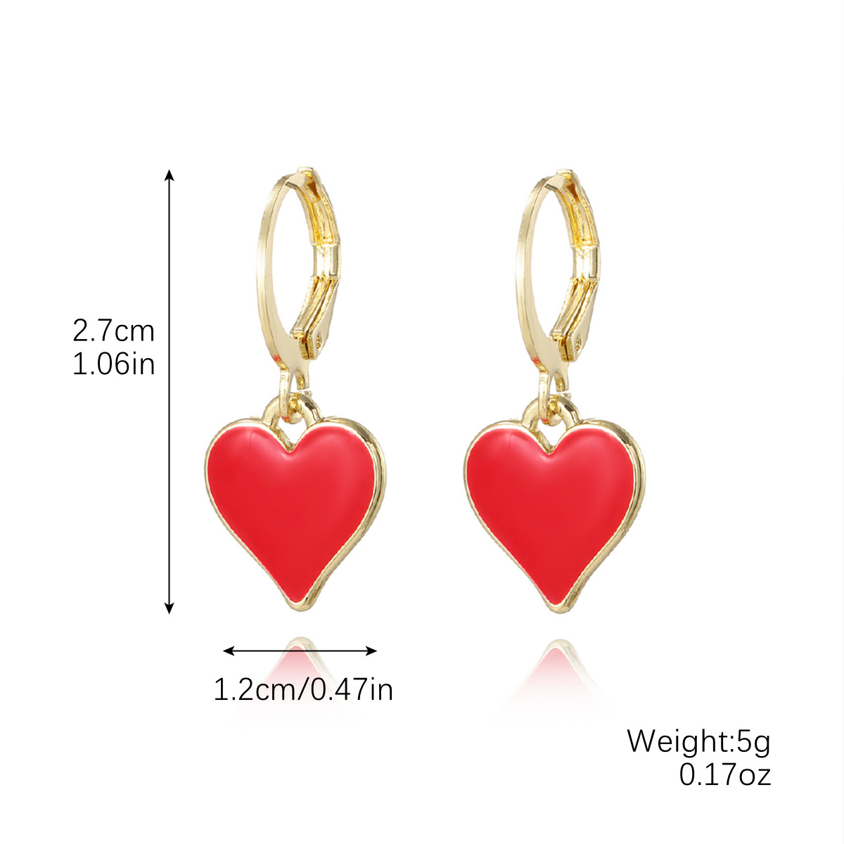 1:E2411-1 red heart earrings