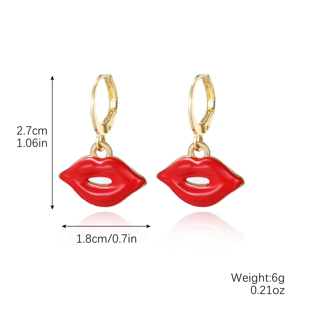 3:E2411-3 red lip earrings