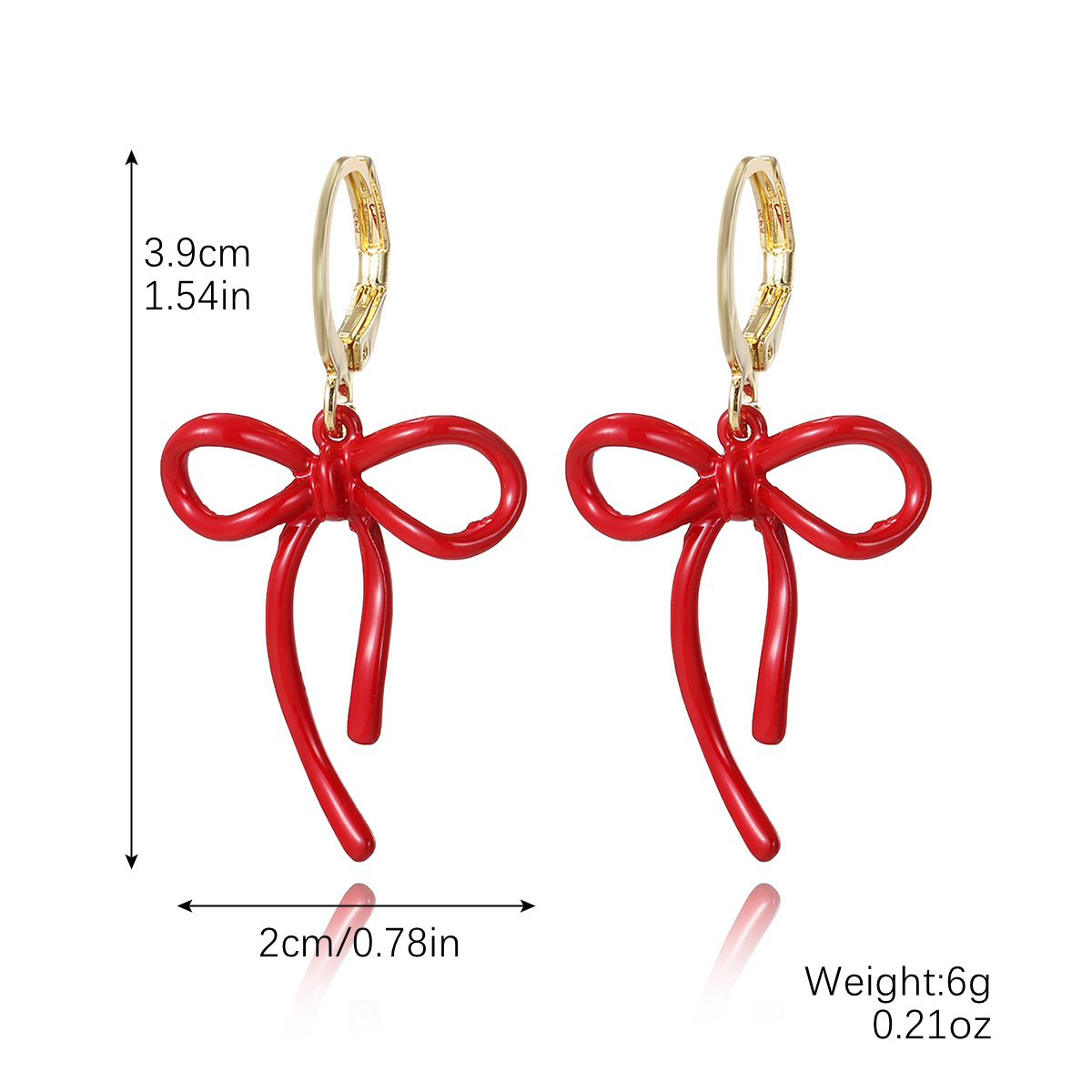 4:E2411-4 red bow earrings