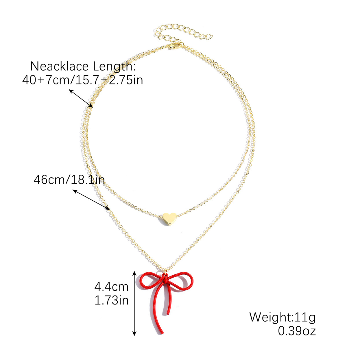 18:N2411-28 bow double layer necklace