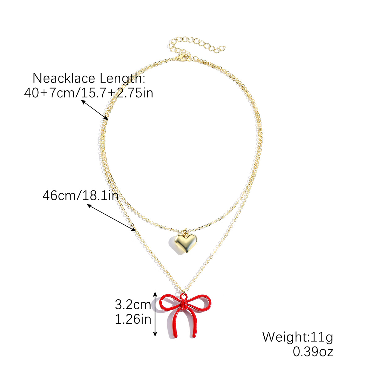 19:N2411-29 bow double layer necklace