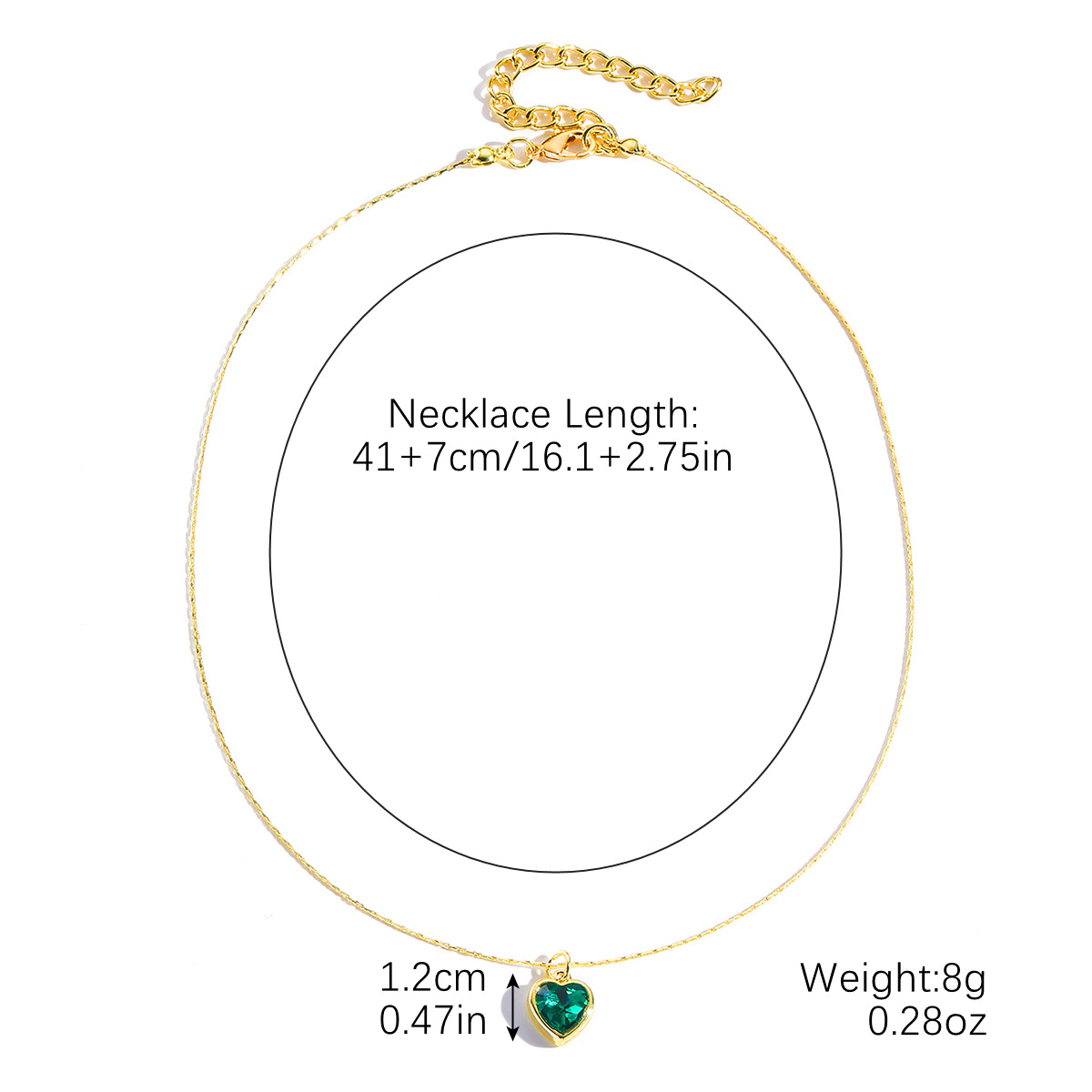 20:N2411-4 green love necklace