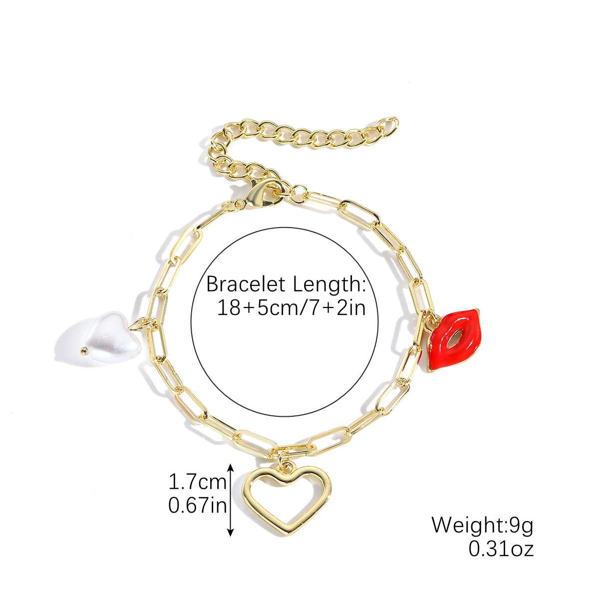 29:S2411-3 love red lip bracelet