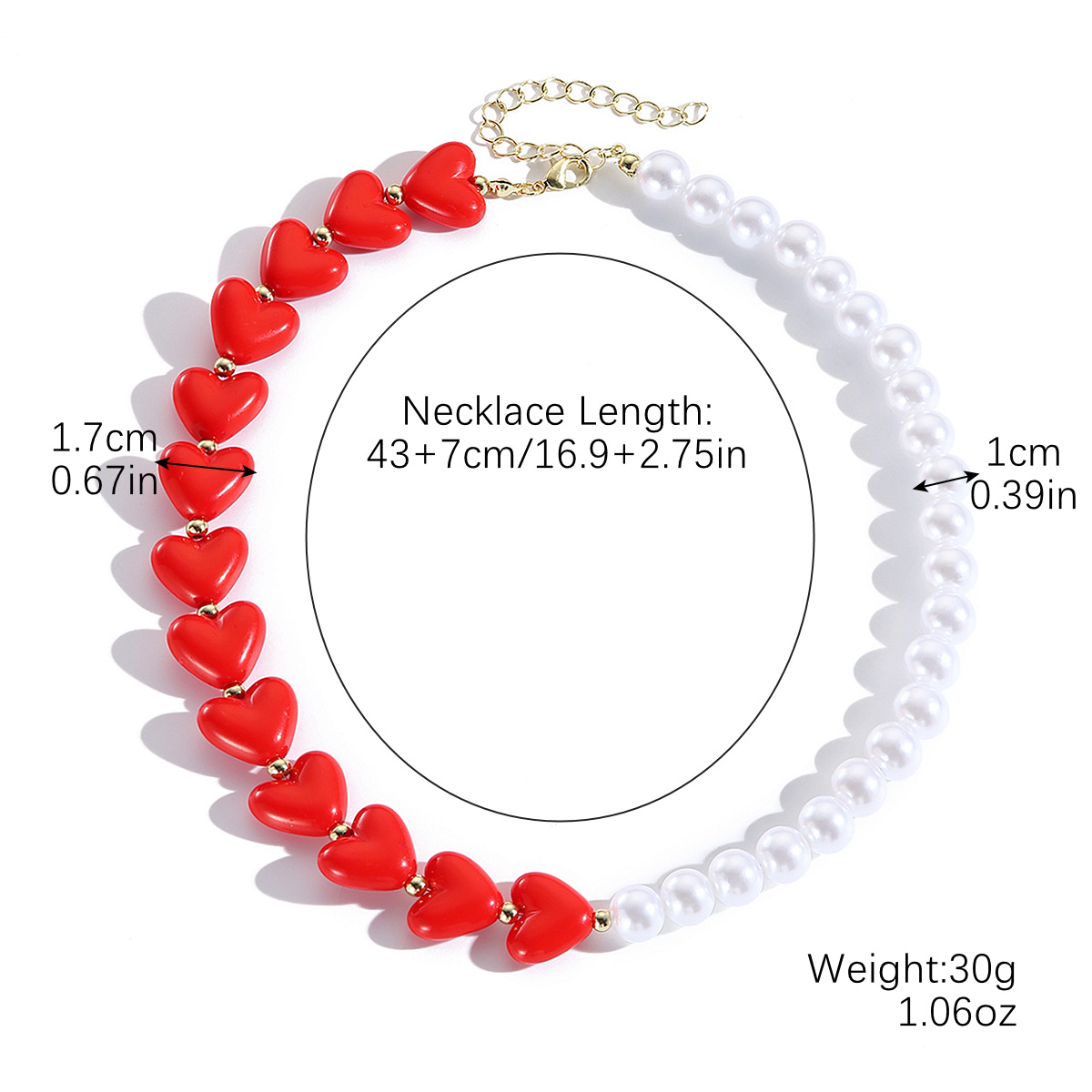 31:N2411-11 red love pearl necklace