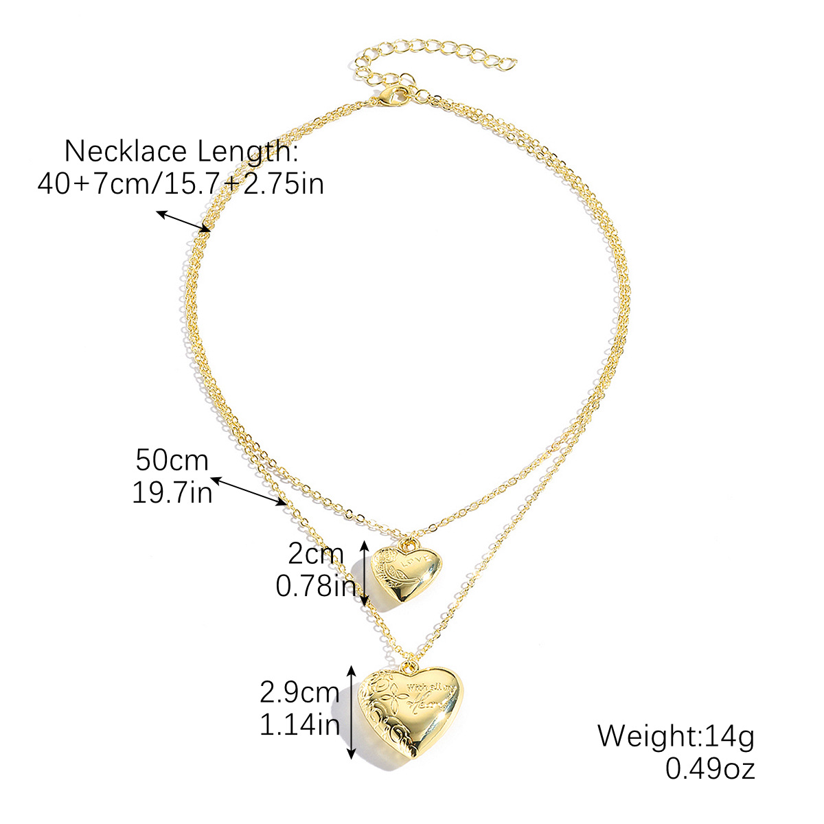 41:N2411-17 love double layer necklace