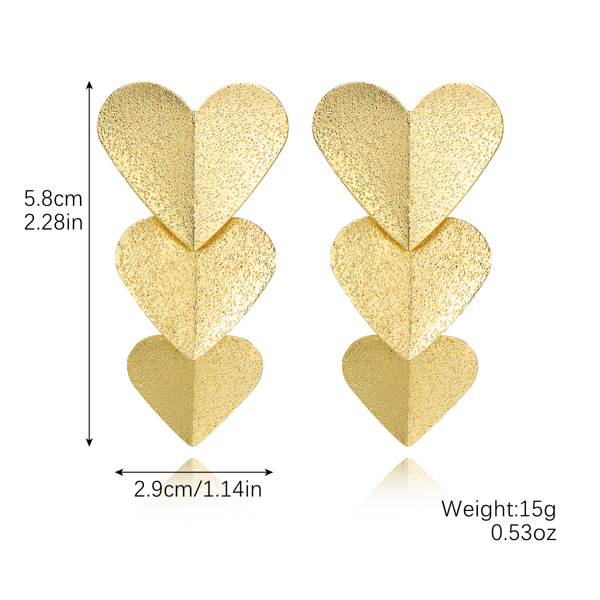 8:E2408-13 three-layer love earrings