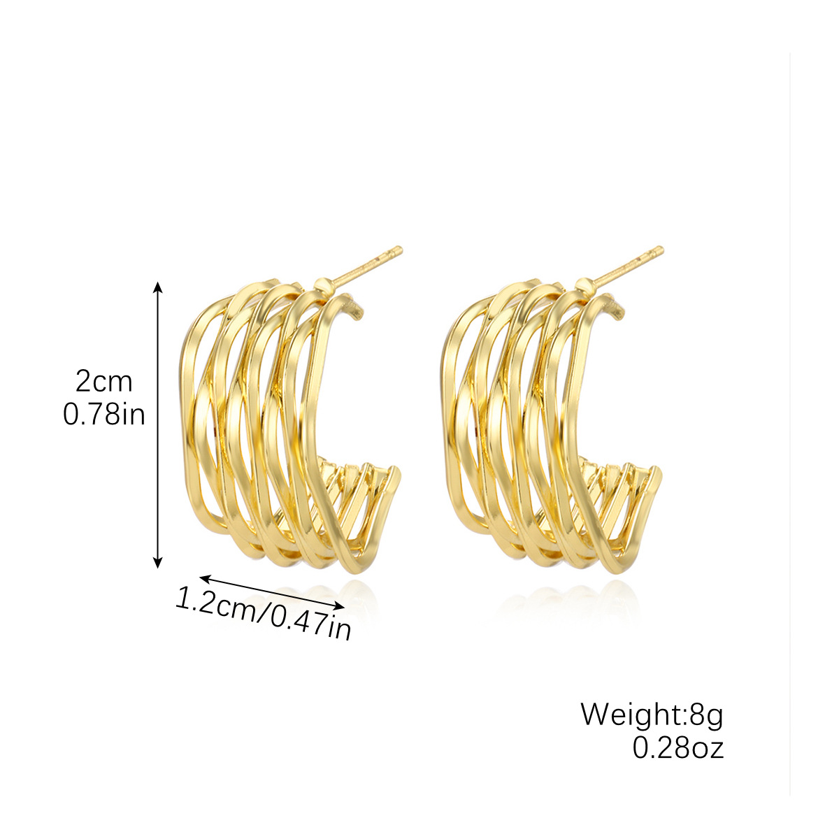 9:E2408-14 mesh c-shaped earrings