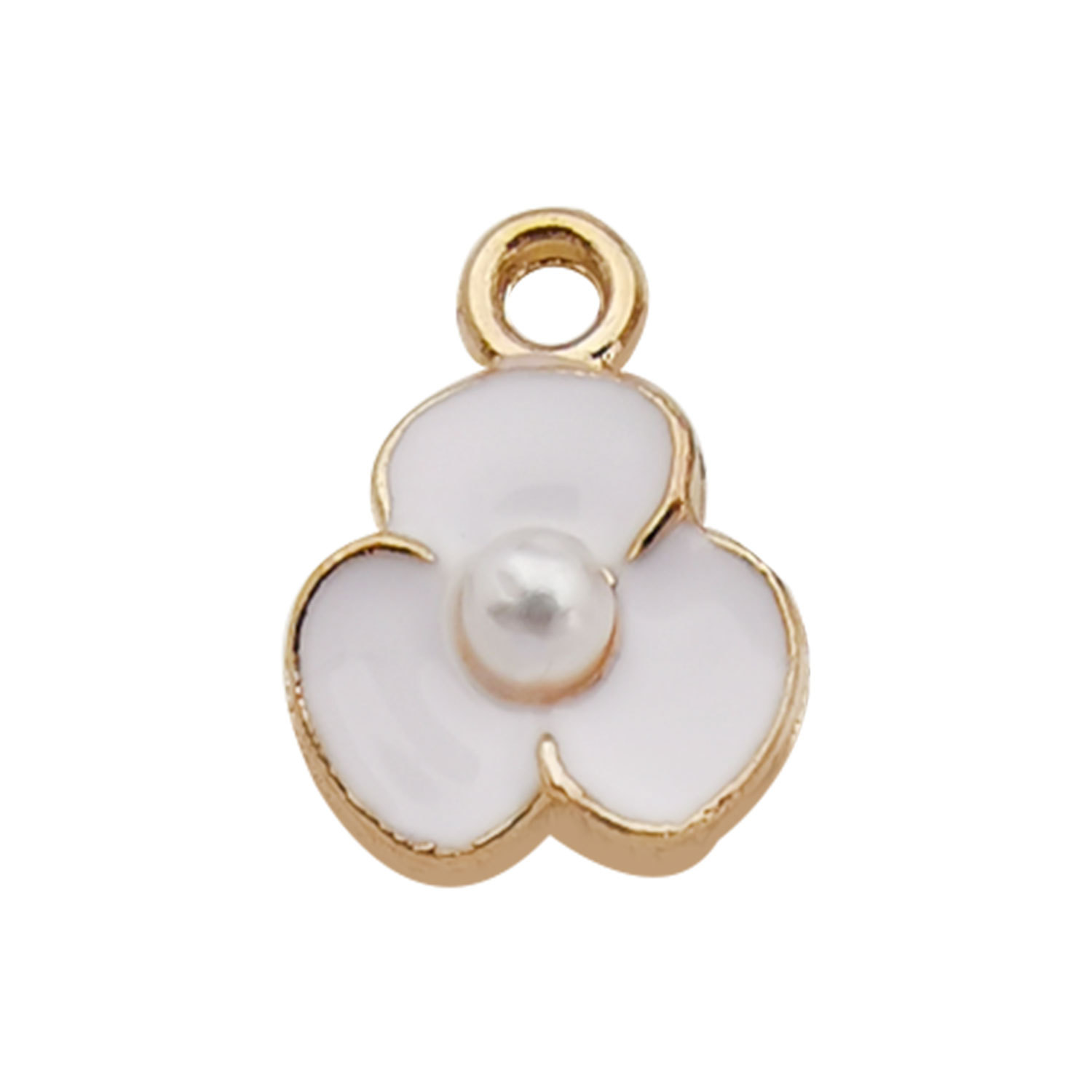 4:1 beaded white flower 9x 11.6mm-0.5 g-11035