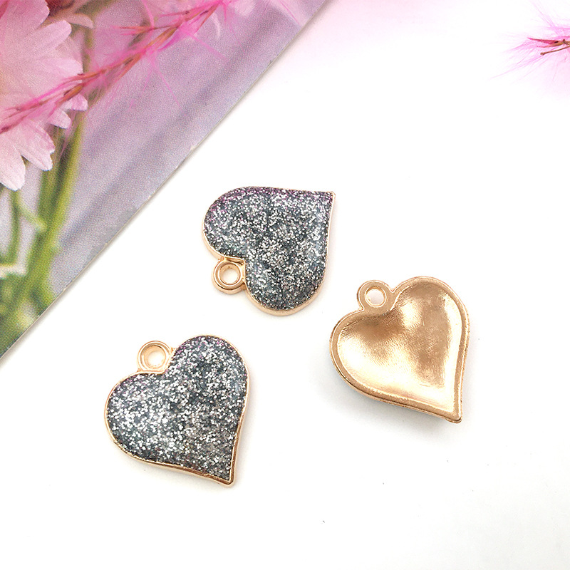 3:Oil dripping silver love 15x17mm-14325