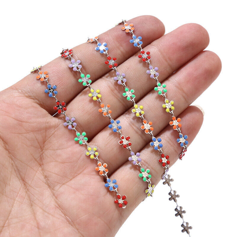 2:Steel color mixed color floret chain (1 m)