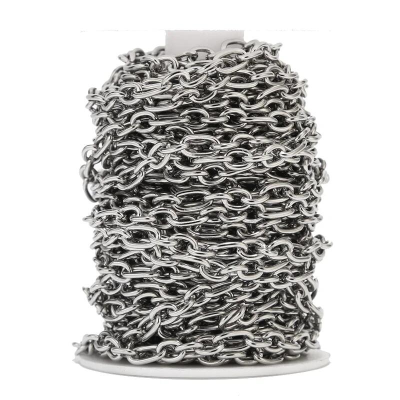 2:Steel-colored round cross chain