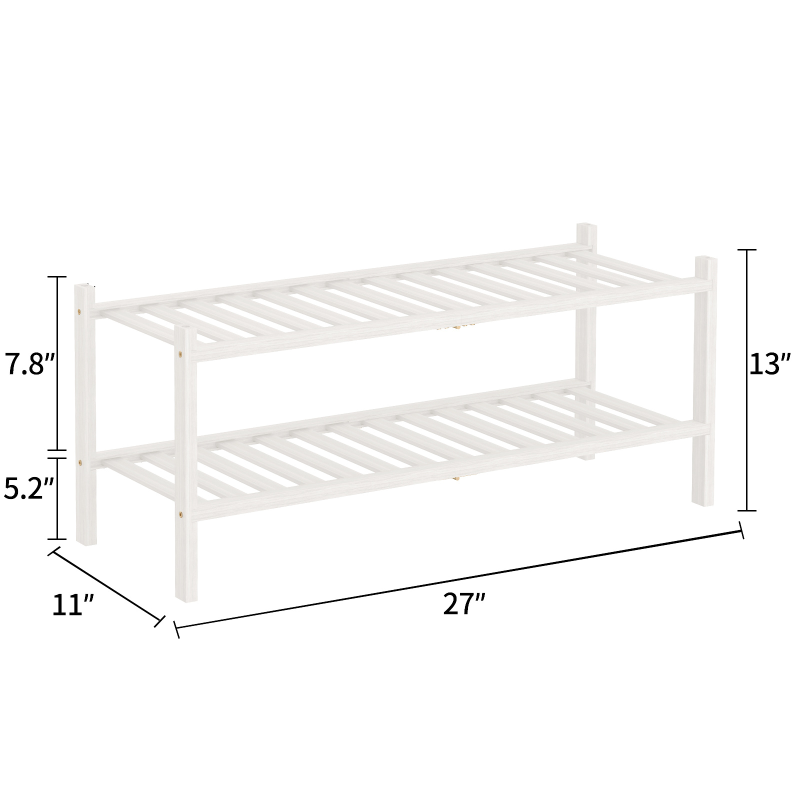 Two layers of white (three pairs of adult shoes/layer)