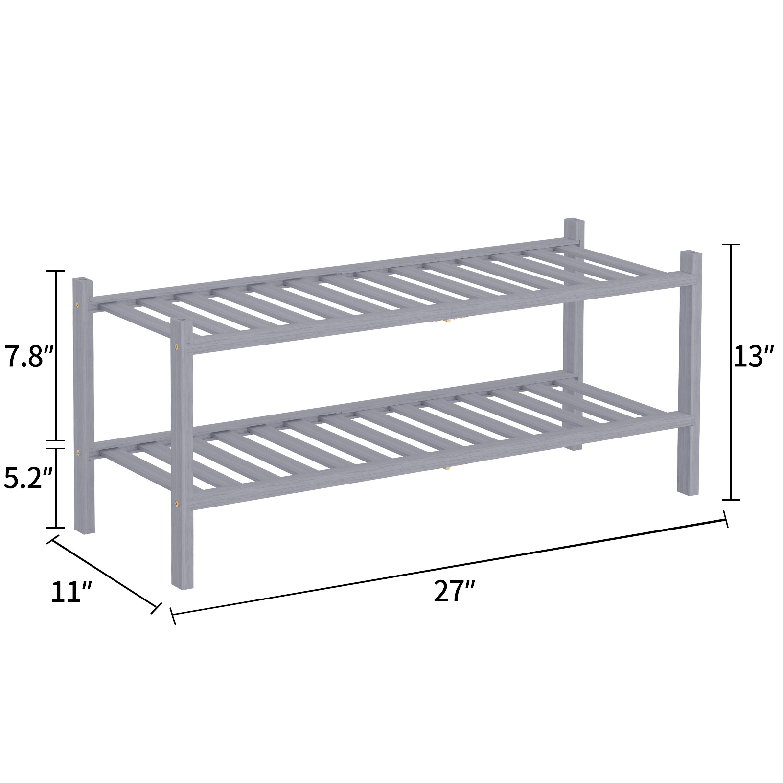 Two layers of gray (three pairs of adult shoes/layer)