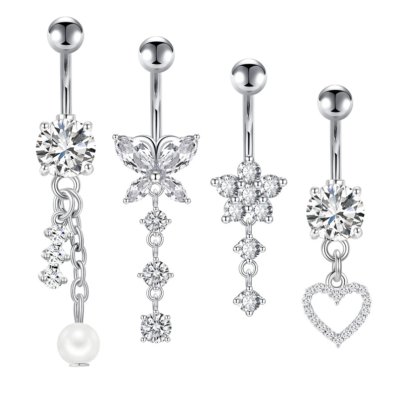 1:Set of 4 silver heart-shaped pendants