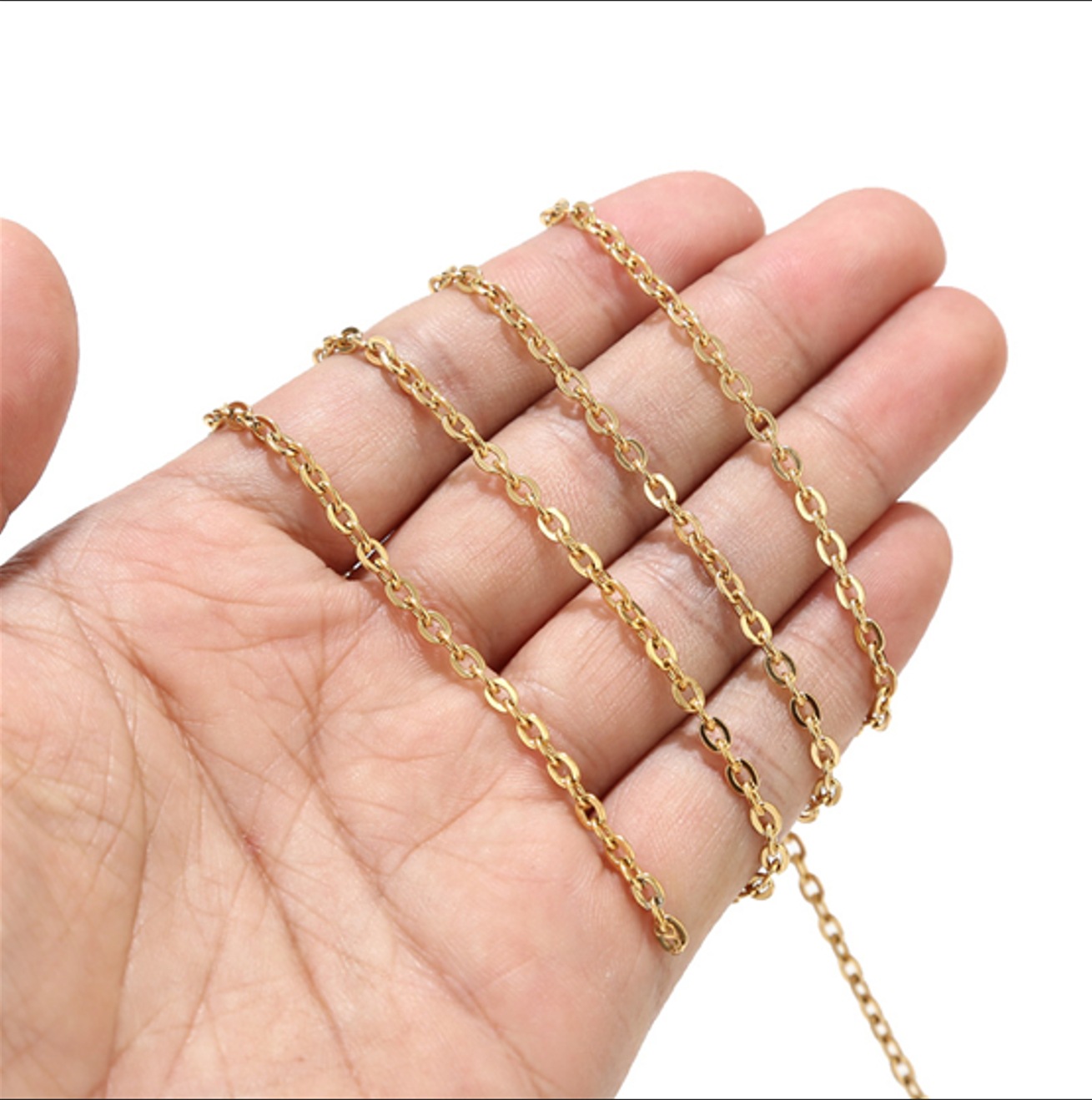 1:Gold 08 flat cross chain 3mm