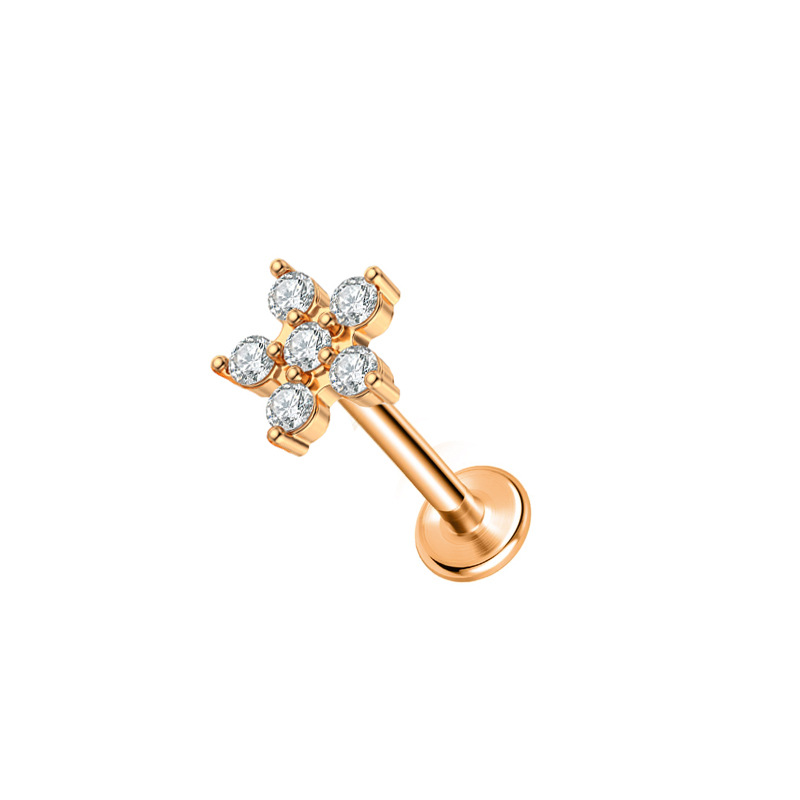 6 zircon flowers (rose gold) 1.2*6mm