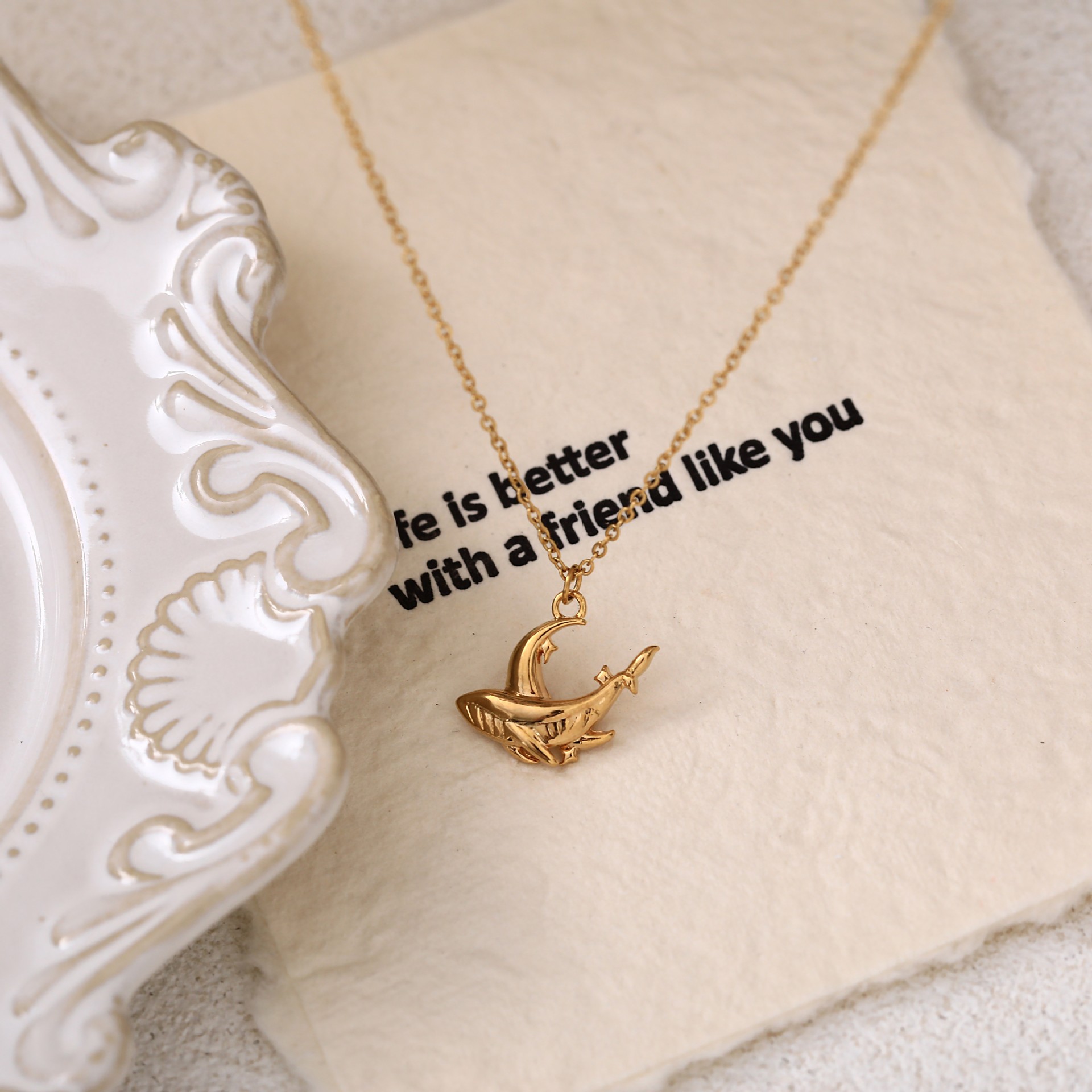 1:Whale and half moon necklace