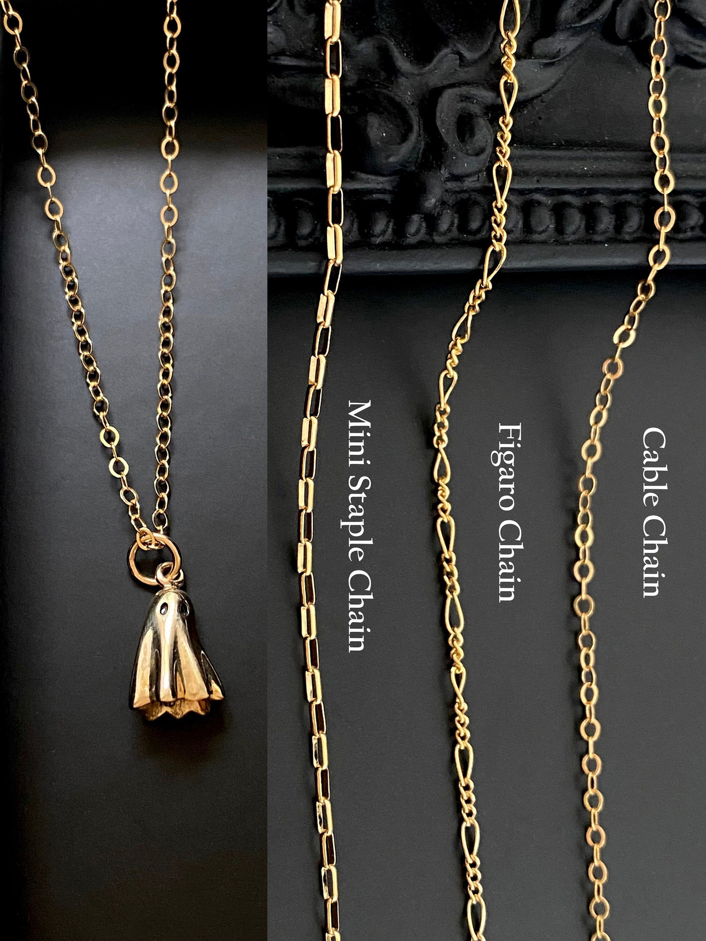 2:Little ghost pendant-figaro chain fucaro chain