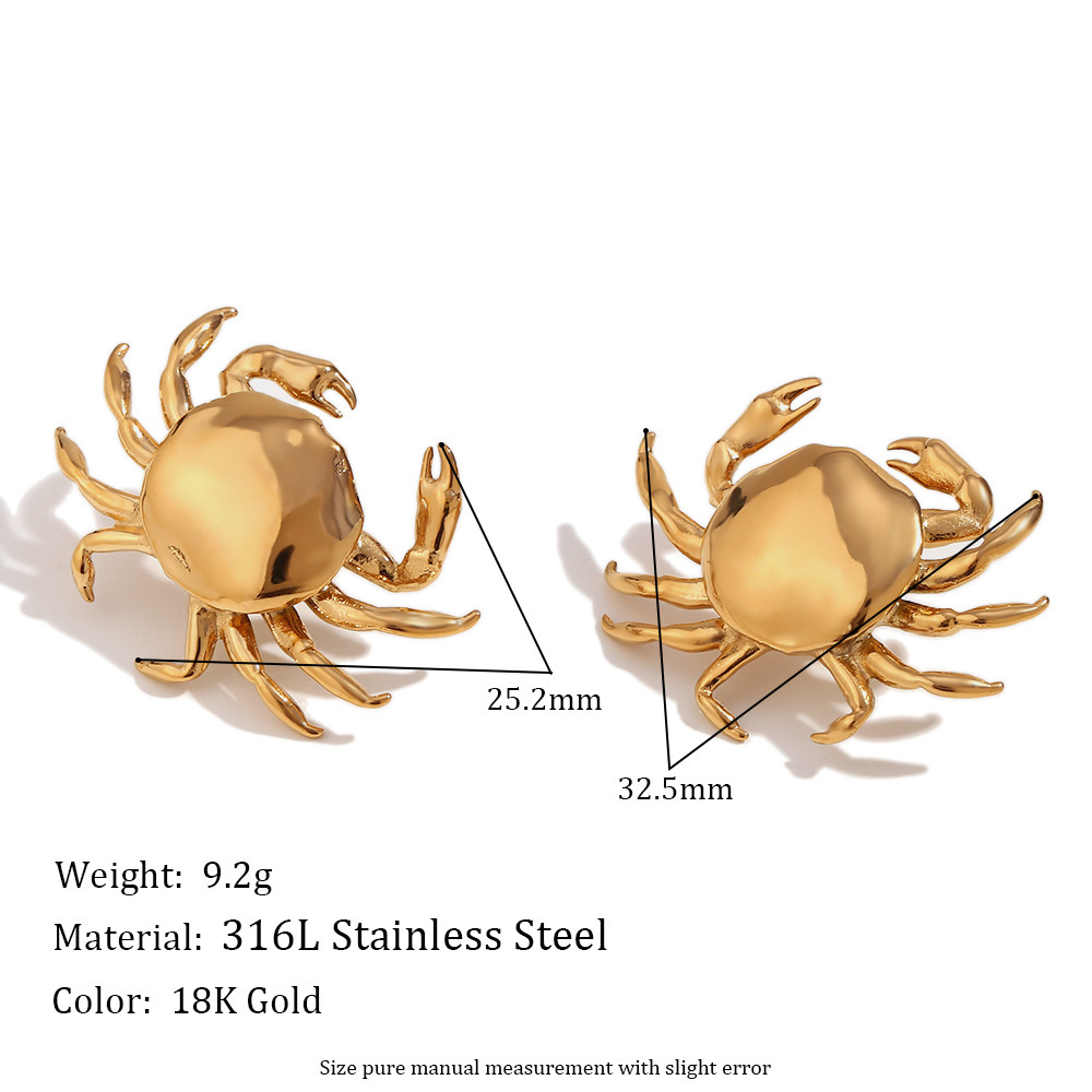 1:Small crab earrings-gold