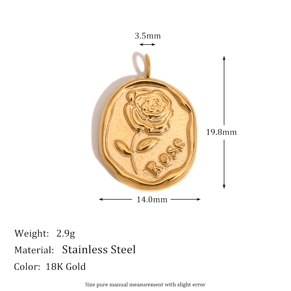 1:Rose irregular oval pendant-gold