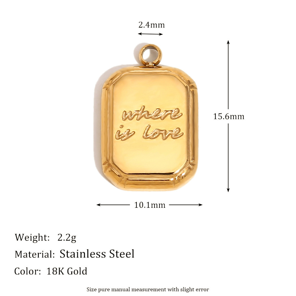 7:Text small square brick pendant-gold