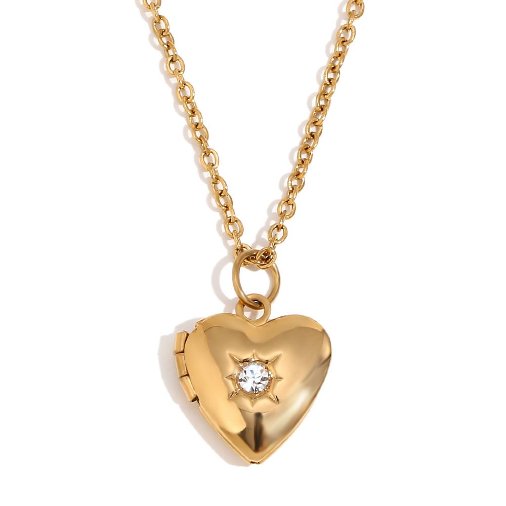 4:February birth stone photo box pendant-gold-june white diamond