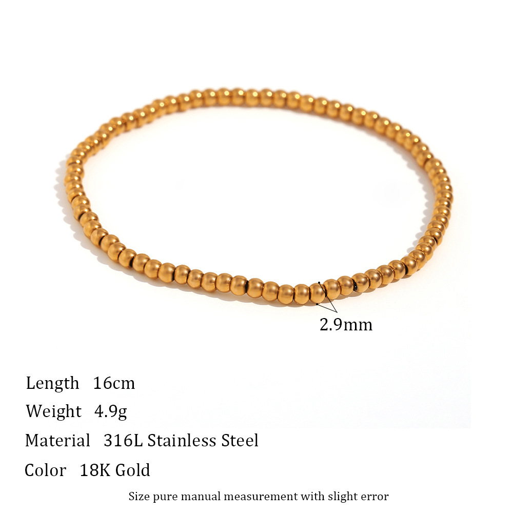 1:Elastic Bead Bracelet-Gold -3mm