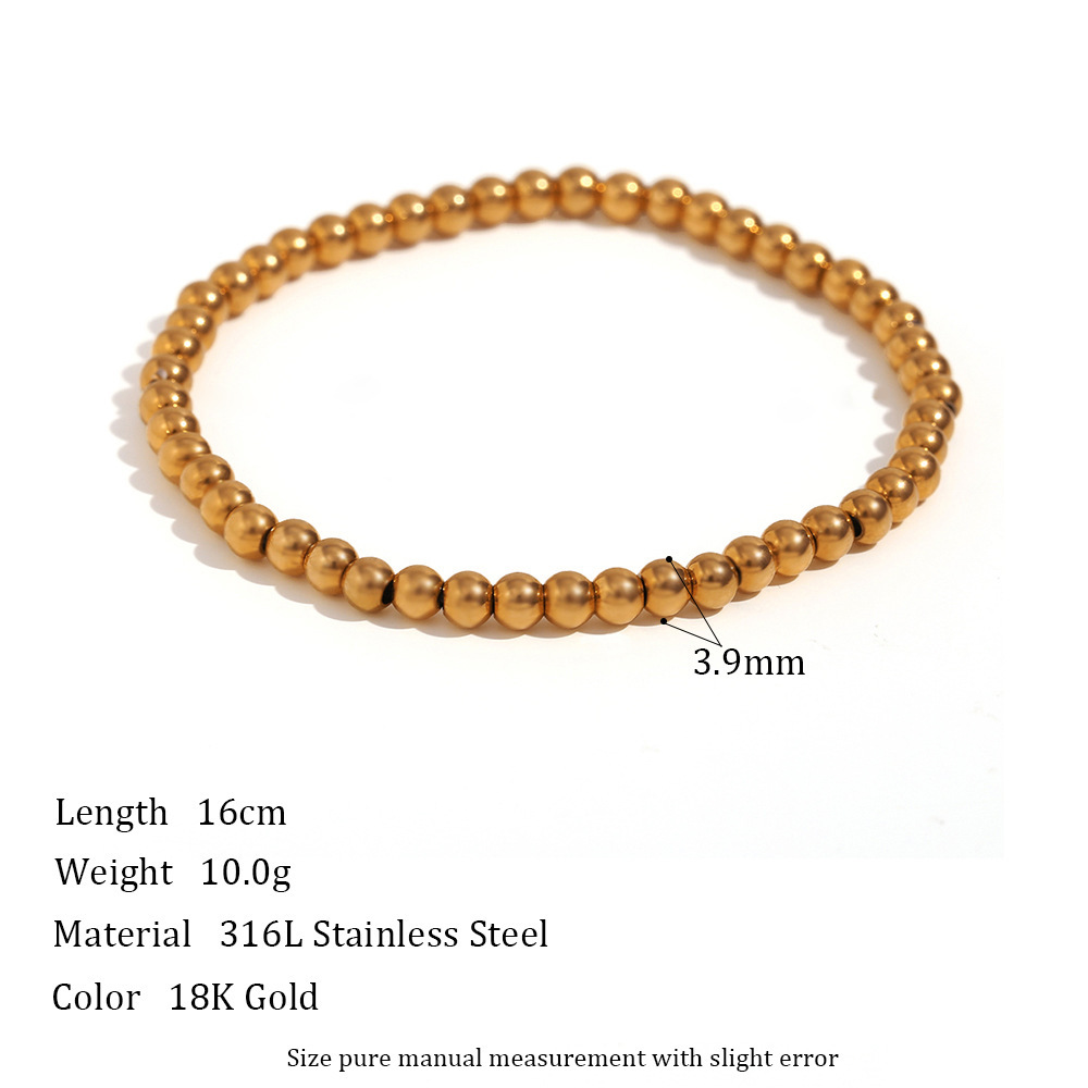 2:Elastic Bead Bracelet-Gold -4mm
