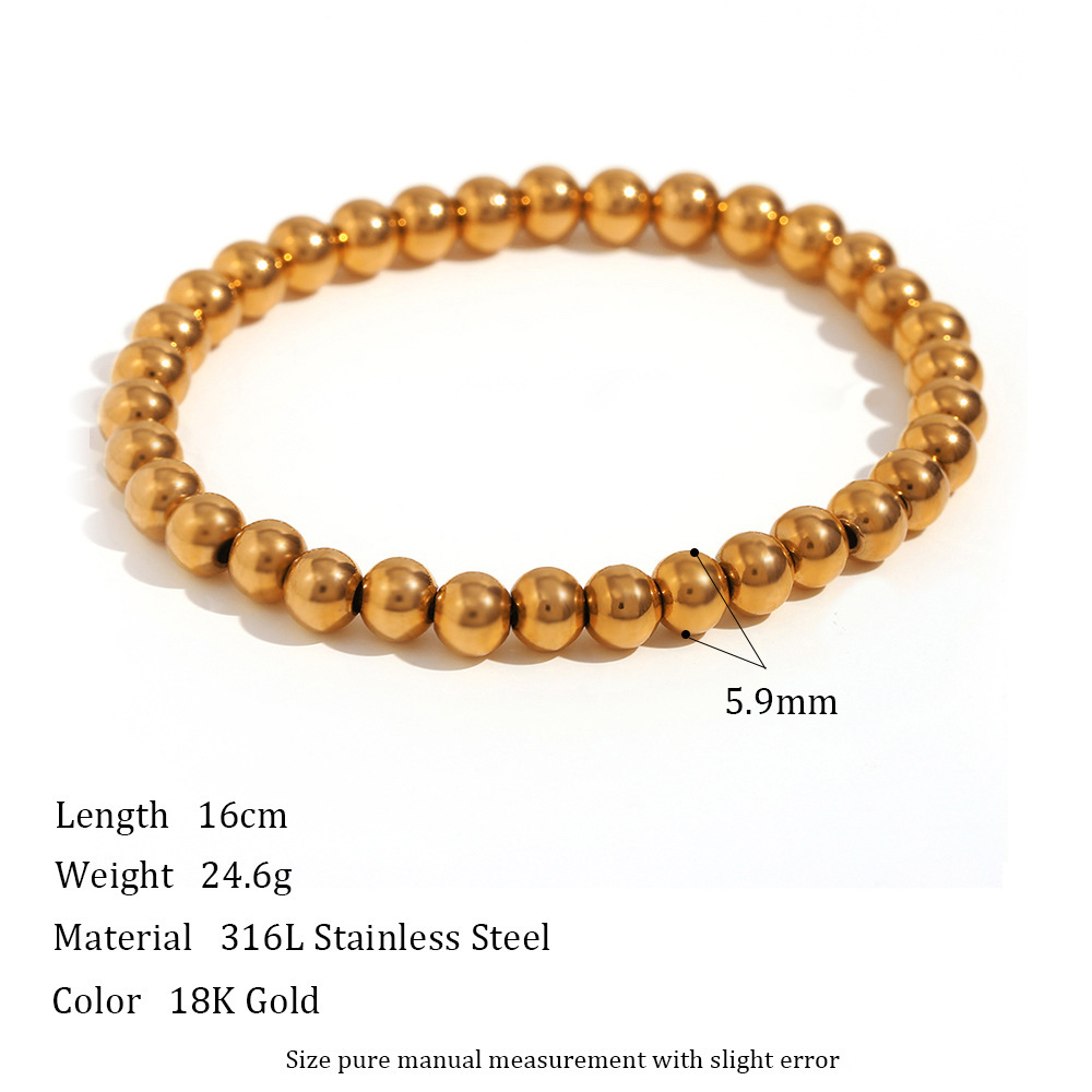 4:Elastic Bead Bracelet-Gold -6mm