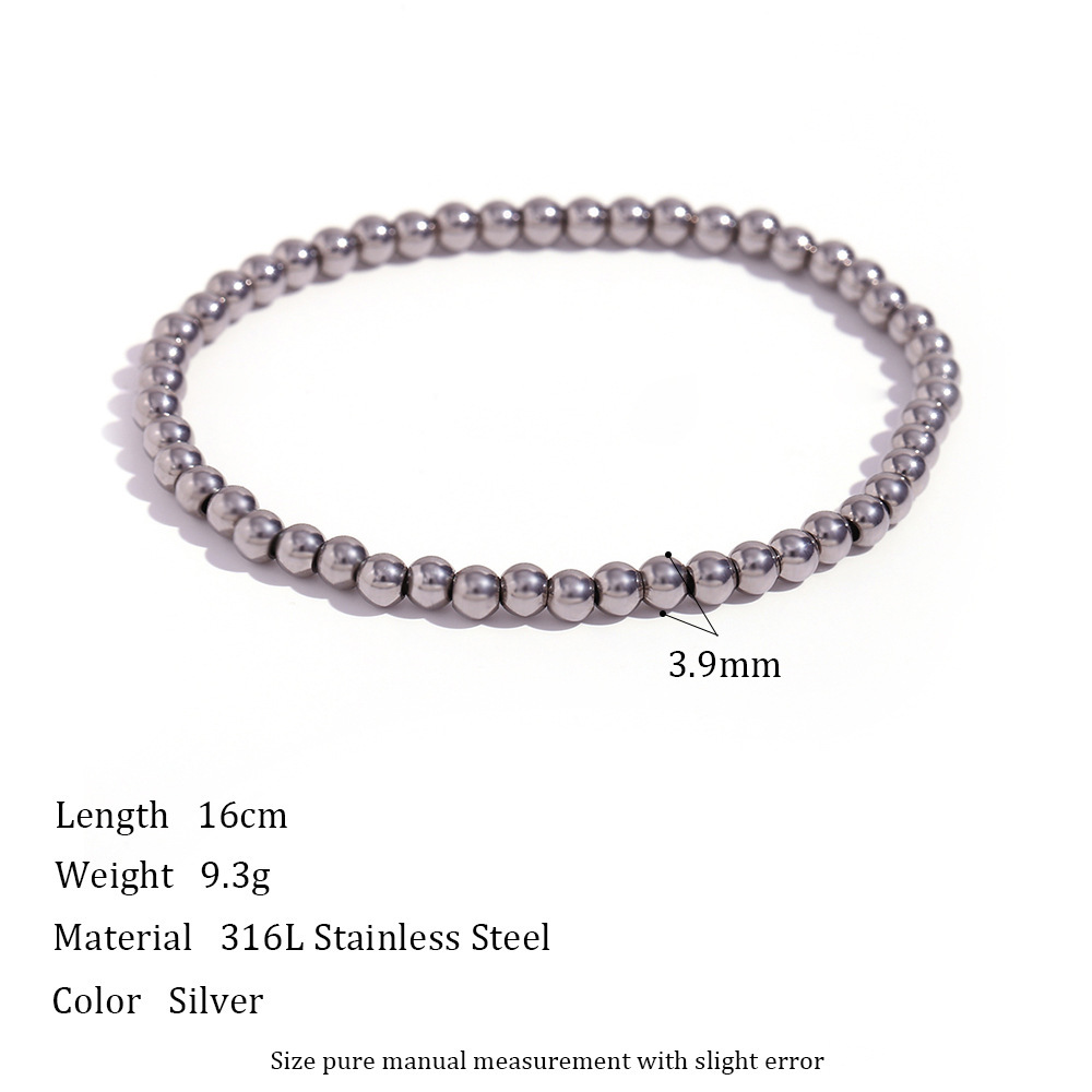 6:Elastic bead bracelet-silver -4mm