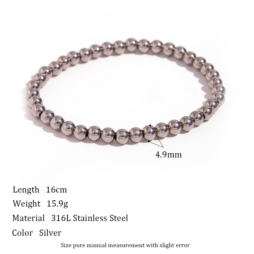7:Elastic bead bracelet-silver -5mm
