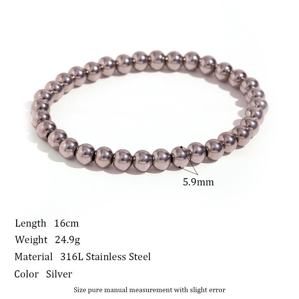 8:Elastic bead bracelet-silver -6mm